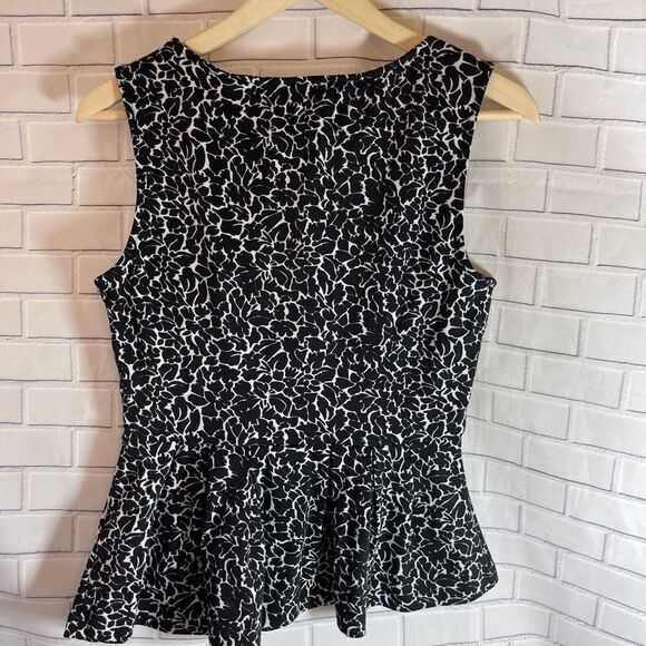 Anthro Deletta Black/White Peplum Pleated Top Sz M - Picture 2 of 6